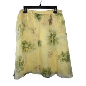 Escada Yellow Floral Chiffon Lined Skirt Size 40 / Medium
